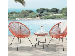 Bali Balkon Möbel Set Lounge Garnitur Relax Egg-Chair Flecht-Design Terracotta*SVITA Clearance
