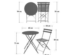 Berlin Balkonmöbel Bistroset Stuhl Tisch Garten Bistro Cafe Metall Klappmöbel*SVITA New