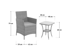 SVITA Lounge-Gartenmöbel|Gartenmöbel-Sets|Brooklyn Bistro Gartenmöbelset 3-tlg. Rattan Outdoor Gartenlounge