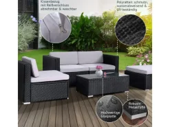 SVITA Lounge-Gartenmöbel|Gartenmöbel-Sets|California Garten-Lounge Polyrattan Gartenset Balkon-Set Rattan-Lounge