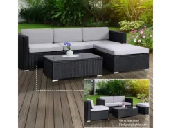 California Garten-Lounge Set Mit Haube Polyrattan Gartenset Balkon-Set Rattan-Lounge*SVITA Online