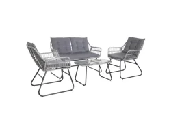 SVITA Lounge-Gartenmöbel|Gartenmöbel-Sets|Capri Balkonmöbel-Set Polyrattan Sitzgruppe Outdoor 4-tlg. Gartenlounge Hell