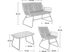 SVITA Lounge-Gartenmöbel|Gartenmöbel-Sets|Capri Balkonmöbel-Set Polyrattan Sitzgruppe Outdoor 4-tlg. Gartenlounge Hell