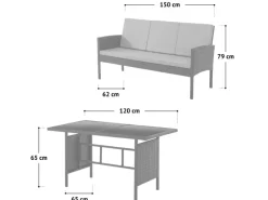 SVITA Lounge-Gartenmöbel|Gartenmöbel-Sets|Denver Polyrattan Gartenmöbel Set Essgruppe Lounge Esstisch