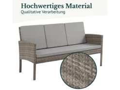SVITA Lounge-Gartenmöbel|Gartenmöbel-Sets|Denver Polyrattan Gartenmöbel Set Essgruppe Lounge Esstisch