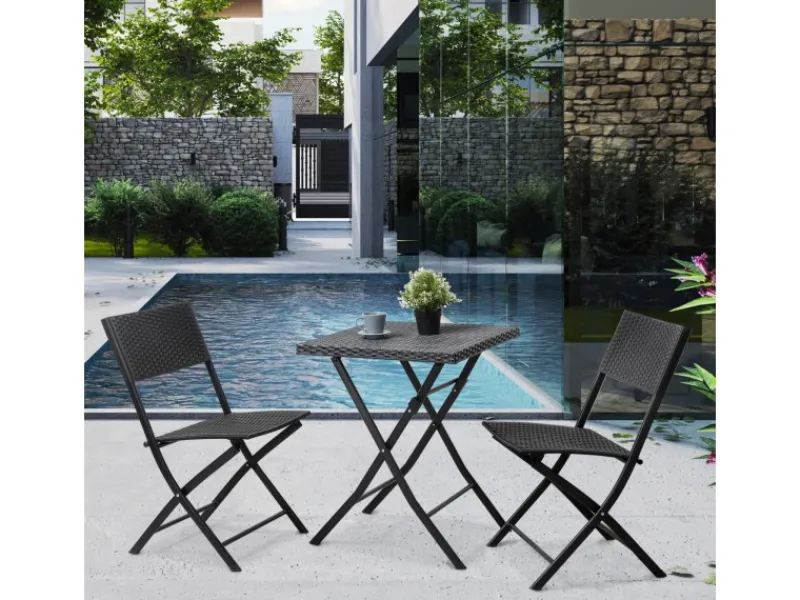 Lima Bistroset 3-teilig 2 Stühle 1 Tisch Balkonset Klappbar*SVITA Clearance