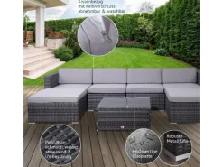 SVITA Lounge-Gartenmöbel|Lugano Polyrattan Lounge Gartenmöbel Set Gartenlounge Gartensofa