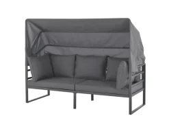 Maui Gartenmöbel-Lounge-Set Mit Dach Outdoor-Sofa Strandkorb-Sonneninsel Stahl*SVITA Best