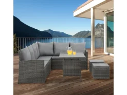 Monroe Garten-Lounge Set Abdeckhaube Polyrattan Lounge-Möbel Sitzgruppe*SVITA Best