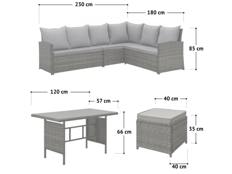 Monroe Garten-Lounge Set Polyrattan Lounge-Möbel Sitzgruppe*SVITA