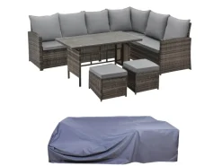 SVITA Gartenmöbel-Sets|Lounge-Gartenmöbel|Monroe Garten-Lounge Set Abdeckhaube Polyrattan Lounge-Möbel Sitzgruppe