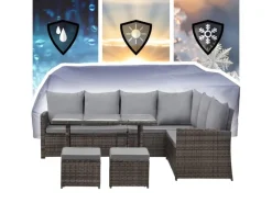 SVITA Gartenmöbel-Sets|Lounge-Gartenmöbel|Monroe Garten-Lounge Set Abdeckhaube Polyrattan Lounge-Möbel Sitzgruppe