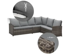 SVITA Gartenmöbel-Sets|Lounge-Gartenmöbel|Monroe Garten-Lounge Set Abdeckhaube Polyrattan Lounge-Möbel Sitzgruppe