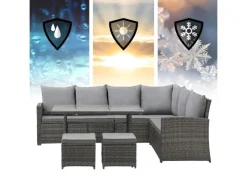 SVITA Lounge-Gartenmöbel|Monroe Garten-Lounge Set Polyrattan Lounge-Möbel Sitzgruppe