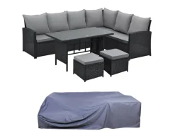 SVITA Sitzkissen|Gartenmöbel-Sets|Monroe Garten-Lounge Set Abdeckhaube Polyrattan Lounge-Möbel Sitzgruppe