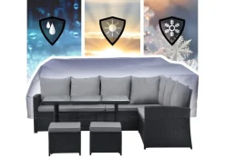 SVITA Sitzkissen|Gartenmöbel-Sets|Monroe Garten-Lounge Set Abdeckhaube Polyrattan Lounge-Möbel Sitzgruppe