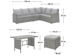 SVITA Sitzkissen|Gartenmöbel-Sets|Monroe Garten-Lounge Set Abdeckhaube Polyrattan Lounge-Möbel Sitzgruppe