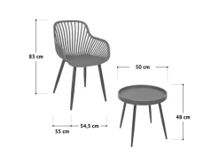 Philly Sitzgruppe Balkonmöbel Set 3 teilig /Schwarz*SVITA Best