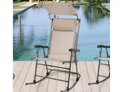 SVITA Gartenstühle|Schaukelstuhl Faltbar Outdoor Mit Sonnenschutz Kopfstütze Armlehne