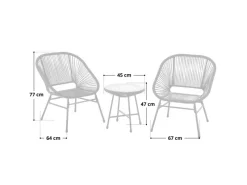 Tulum Balkon-Möbel 3-tlg. Garten-Möbel Set Balkonstühle Mit Tisch*SVITA Clearance