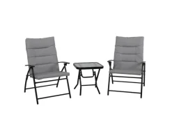 Ventura Sitzgruppe 3-tlg. Gepolstert Klappstühle Klapptisch Metall*SVITA