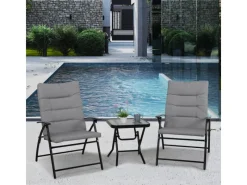 Ventura Sitzgruppe 3-tlg. Gepolstert Klappstühle Klapptisch Metall*SVITA