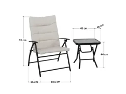 Ventura Sitzgruppe 3-tlg. Gepolstert Klappstühle Klapptisch Metall*SVITA