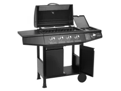 Basic 4+1 Gasgrill BBQ Grillwagen 4 Edelstahl Brenner Seitenkocher TÜV Grill*TAINO Best
