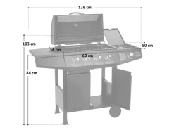 Basic 4+1 Gasgrill BBQ Grillwagen 4 Edelstahl Brenner Seitenkocher TÜV Grill*TAINO Best