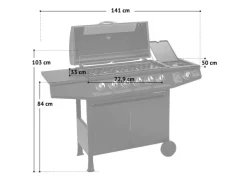 Basic 6+1 Gasgrill Set Haube Regler BBQ Grillwagen Edelstahl Brenner Seitenkocher TÜV Grill*TAINO Discount