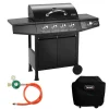 TAINO Gasgrills|Basic 4+1 Gasgrill Set Haube Regler BBQ Grillwagen 4 Edelstahl Brenner Seitenkocher TÜV Grill