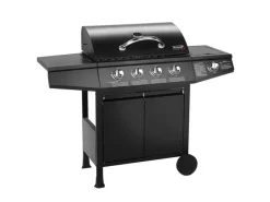 TAINO Gasgrills|Basic 4+1 Gasgrill Set Haube Regler BBQ Grillwagen 4 Edelstahl Brenner Seitenkocher TÜV Grill