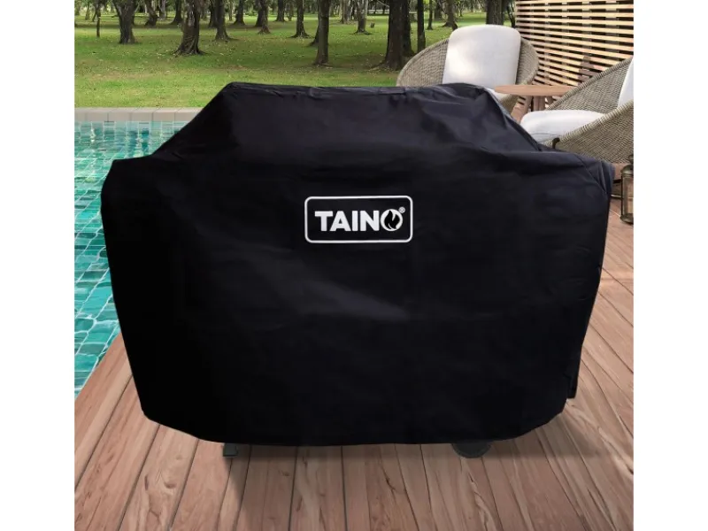 TAINO Gasgrills|Basic 4+1 Gasgrill Set Haube Regler BBQ Grillwagen 4 Edelstahl Brenner Seitenkocher TÜV Grill