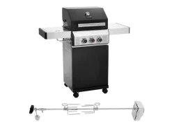 Black 2+1 + Drehspieß-Set Gasgrill Mit Seitenbrenner Gasgrill 2 Brenner Matt Schwarz*TAINO Sale