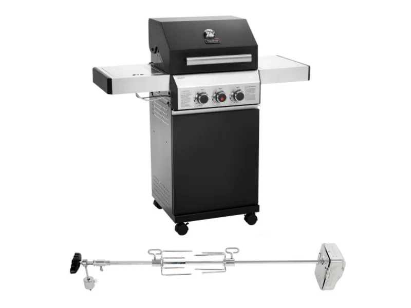 Black 2+1 + Drehspieß-Set Gasgrill Mit Seitenbrenner Gasgrill 2 Brenner Matt Schwarz*TAINO Sale