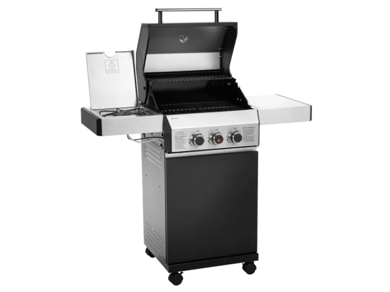 Black 2+1 + Drehspieß-Set Gasgrill Mit Seitenbrenner Gasgrill 2 Brenner Matt Schwarz*TAINO Sale