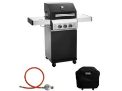 Black 2+1 Gasgrill Im Praktischen Set Mit Abdeckhaube Und Gasdruckminderer*TAINO Discount
