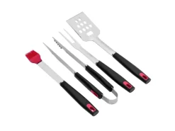 TAINO Campingzubehör|Smoker|Grillbesteck Set 4 tlg Zubehör Grillzubehör Edelstahl Silikon BBQ Griller