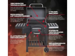 TAINO Smoker|Hero XL Holzkohlegrill BBQ Grillwagen Smoker Räucherofen Kohle