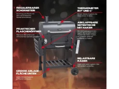 TAINO Smoker|Hero XL Holzkohlegrill BBQ Grillwagen Smoker Räucherofen Kohle