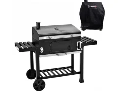 Hero XXL Smoker Set Mit Haube BBQ Grillwagen Holzkohlegrill Grill Räucherofen Schwarz*TAINO Sale