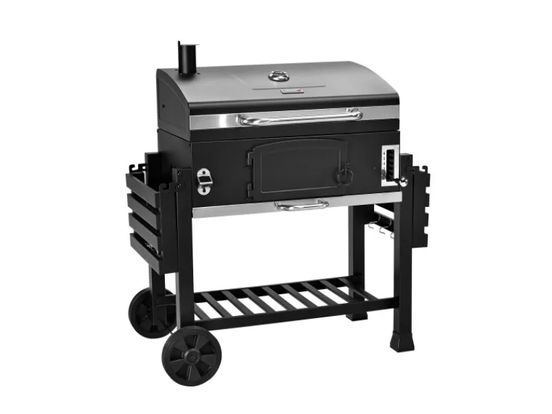 Hero XXL Smoker Set Mit Haube BBQ Grillwagen Holzkohlegrill Grill Räucherofen Schwarz*TAINO Sale