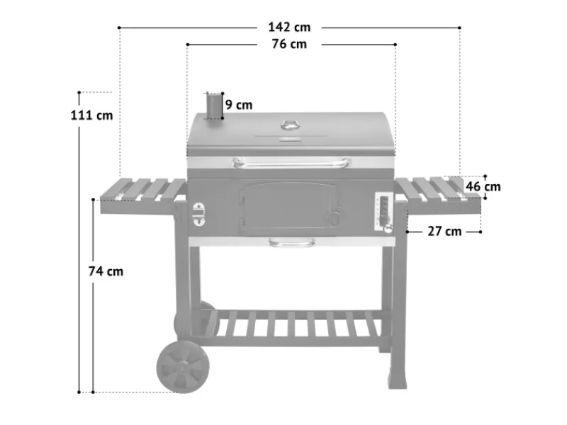 TAINO Smoker|Hero XXL Smoker Set Mit Haube Grillplatte BBQ Grillwagen Holzkohlegrill Grill Räucherofen