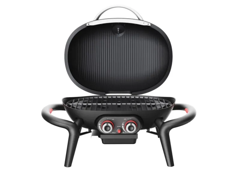 Kenai Set Gasgrill Abdeckhaube Gasdruckminderer Klein Tischgrill Outdoorküche Aluguss Schwarz*TAINO Discount