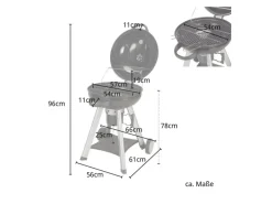 Neo Holzkohle-Kugelgrill Mit Klappbarem Deckel Kettle-Grill Ø 57cm Schwarz*TAINO