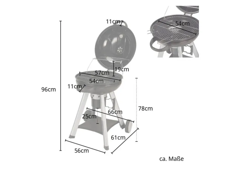 Neo Holzkohle-Kugelgrill Mit Klappbarem Deckel Kettle-Grill Ø 57cm Schwarz*TAINO