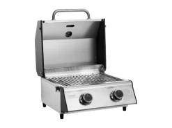TAINO Tischgrills|Gasgrills|Platinum Compact Tischgrill 2 Brenner Gasgrill Edelstahl Kompakt Camping BBQ