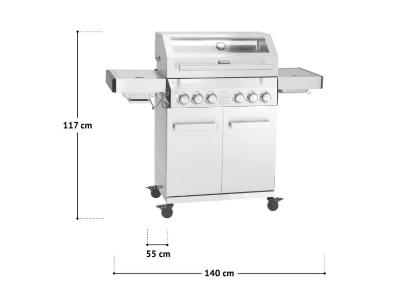 TAINO Gasgrills|Platinum Yamara 4+2 Gasgrill Set mit Haube Edelstahl 4 Brenner Sear-Burner Backburner