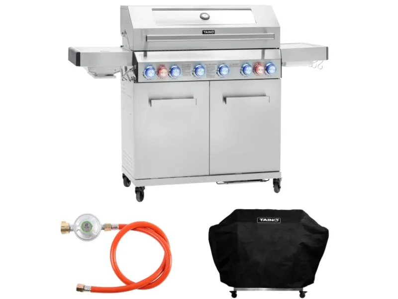 Platinum Yamara 6+2 Set Mit Haube Gasgrill Edelstahl 6 Brenner Sear-Burner Backburner*TAINO