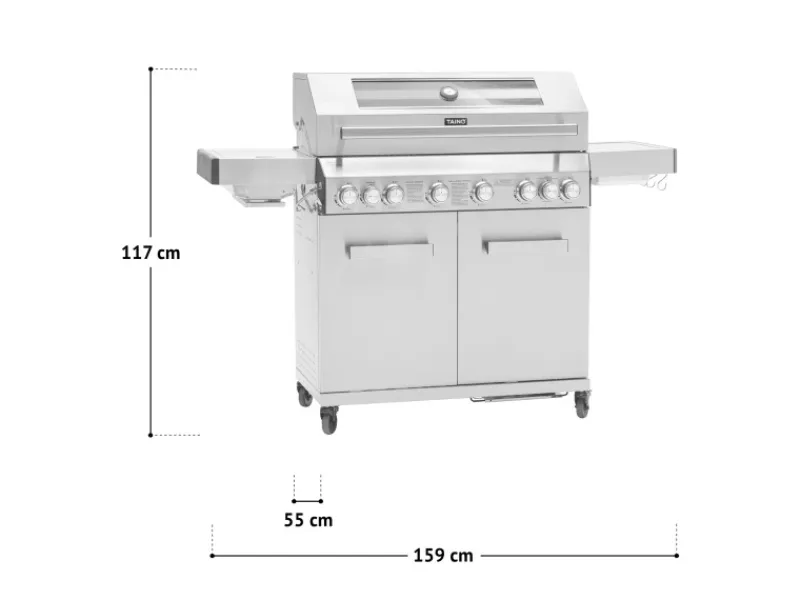 Platinum Yamara 6+2 Set Mit Haube Gasgrill Edelstahl 6 Brenner Sear-Burner Backburner*TAINO